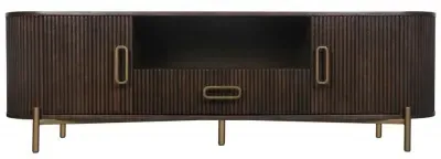Luxor Extra Large Curved TV Unit with Storage - Brown, Brushed Brass