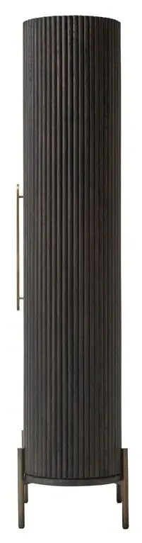 Luxor Large Curved Cabinet with Door - Brown, Brushed Brass