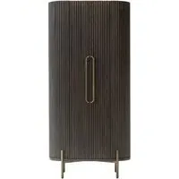 Luxor Large Curved Cabinet with Door - Brown, Brushed Brass