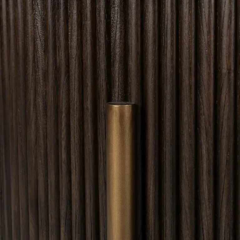 Luxor Small Round Coffee Table - Brown, Brushed Brass