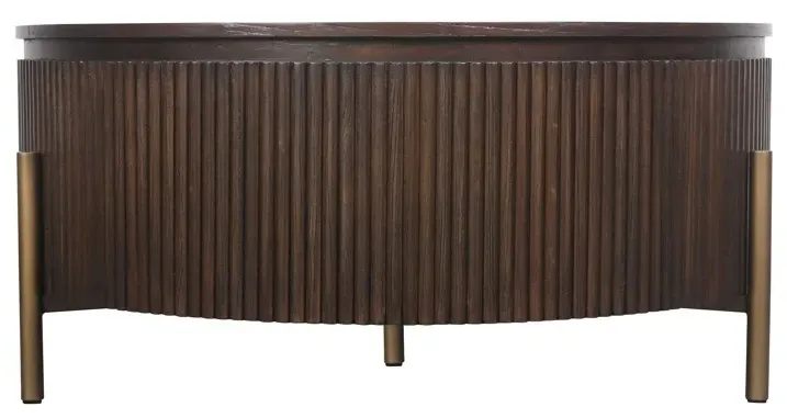 Luxor Small Round Coffee Table - Brown, Brushed Brass