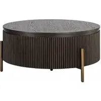 Luxor Small Round Coffee Table - Brown, Brushed Brass