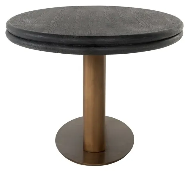 Macaron 10-Seater Oval Dining Table - Black Rustic Oak, Gold