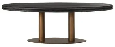 Macaron 10-Seater Oval Dining Table - Black Rustic Oak, Gold