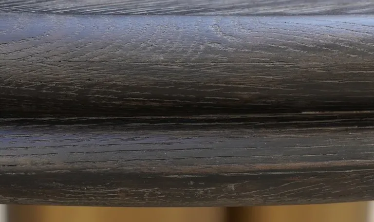 Macaron 4-Seater Round Dining Table - Black Rustic Oak, Gold