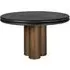 Macaron 4-Seater Round Dining Table - Black Rustic Oak, Gold