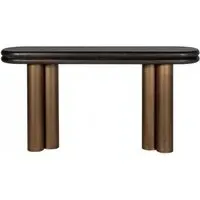 Macaron Curved Console Table - Black Rustic Oak, Brushed Gold