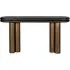 Macaron Curved Console Table - Black Rustic Oak, Brushed Gold