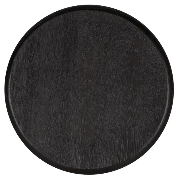 Macaron Round End Table - Black Rustic Oak, Brushed Gold