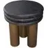 Macaron Round End Table - Black Rustic Oak, Brushed Gold