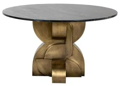 Maddox 4-Seater Round Dining Table - Black, Marble