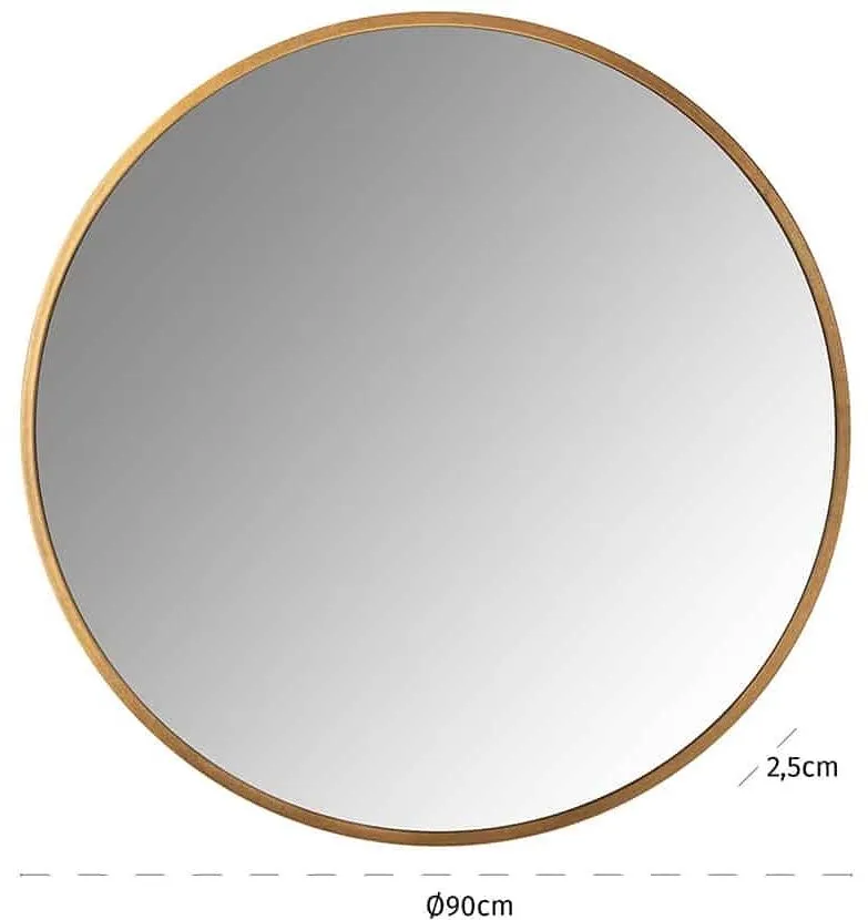 Maeron Round Wall Mirror - Gold