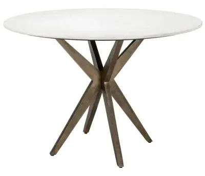 Maisy 2-Seater Round Dining Table with Spider Legs - White, Marble