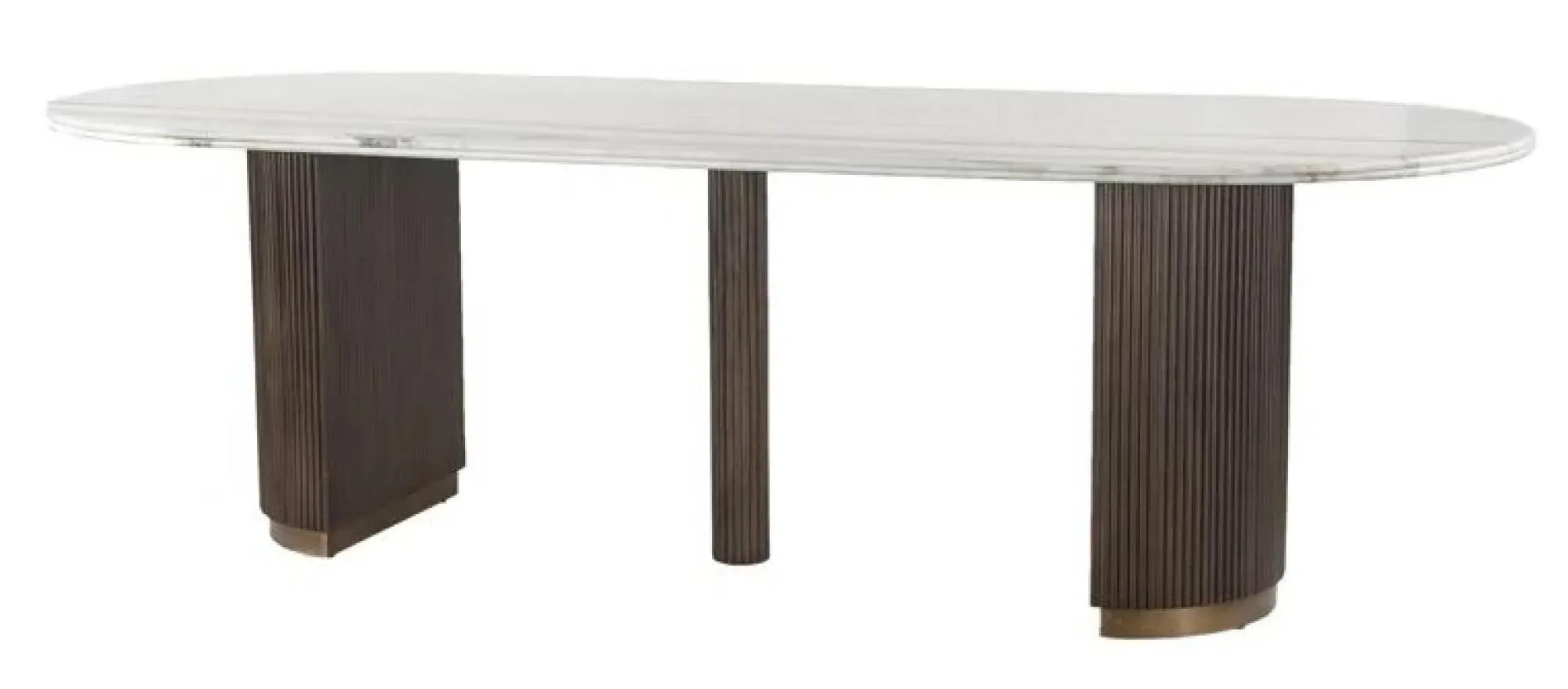 Mayfield 10-Seater Oval Dining Table - White Marble, Dark Wood