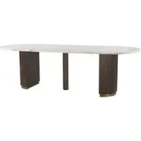 Mayfield 10-Seater Oval Dining Table - White Marble, Dark Wood