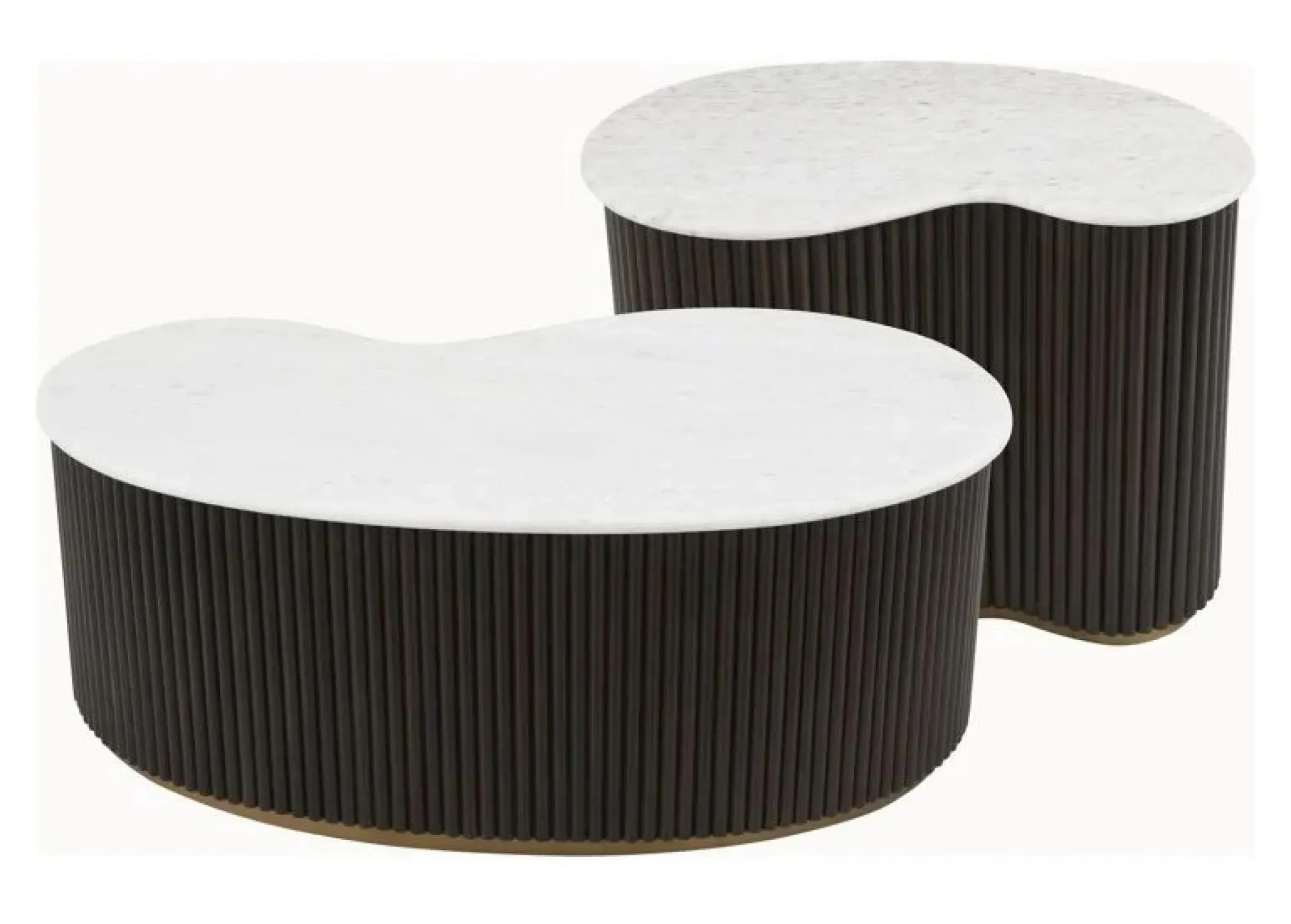 Mayfield 2 Tier Coffee Table - White Marble, Dark Wood