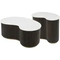 Mayfield 2 Tier Coffee Table - White Marble, Dark Wood