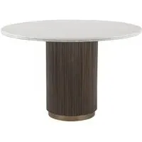 Mayfield 4 Seater Round Dining Table - White Marble, Dark Wood