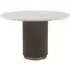 Mayfield 4 Seater Round Dining Table - White Marble, Dark Wood