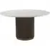 Mayfield 6 Seater Round Dining Table - White Marble, Dark Wood