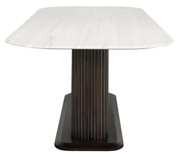 Mayfield 8-Seater Dining Table - White Marble, Dark Wood