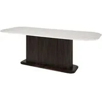 Mayfield 8-Seater Dining Table - White Marble, Dark Wood