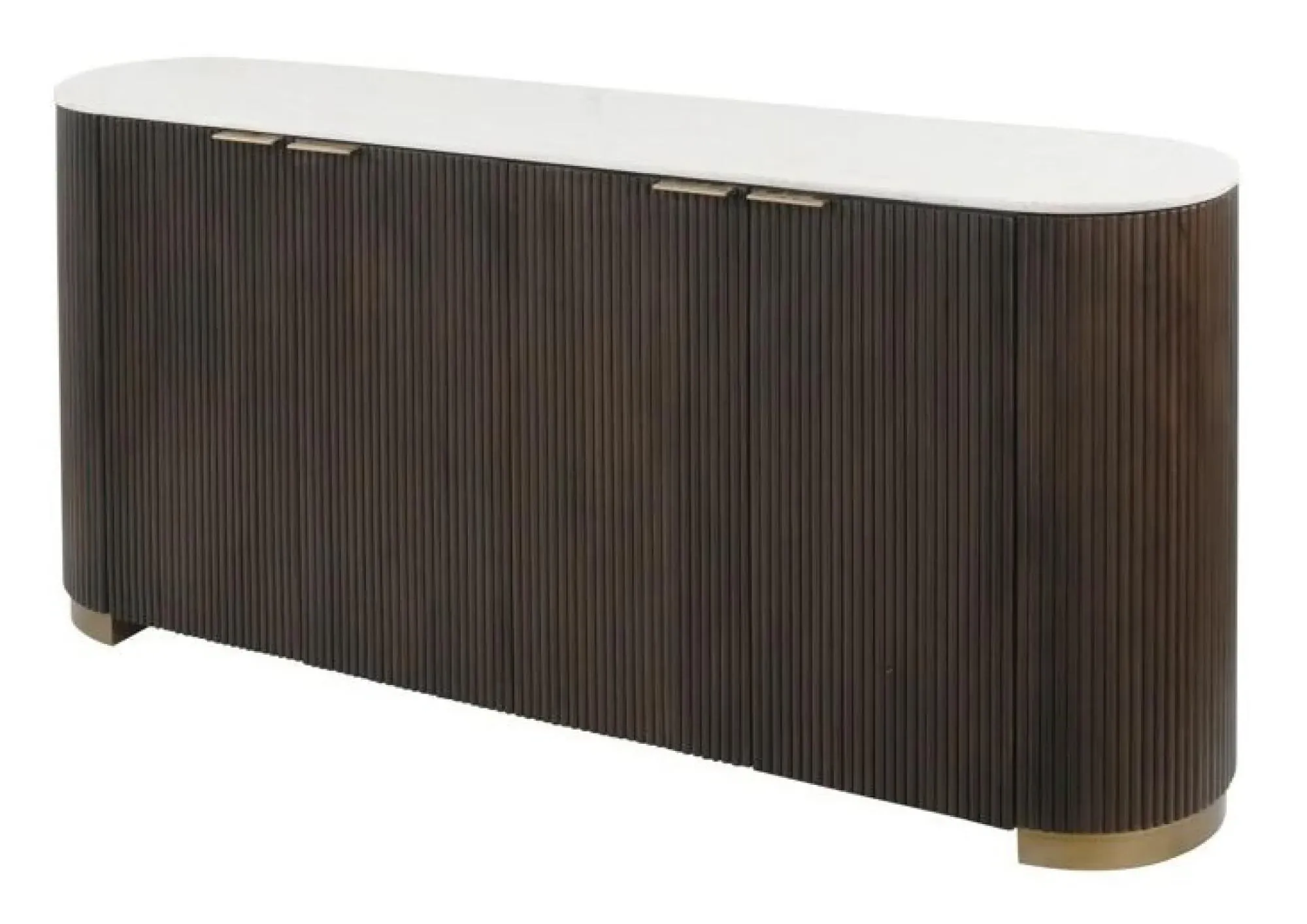 Mayfield Extra Large Sideboard - White Marble, Dark Wood