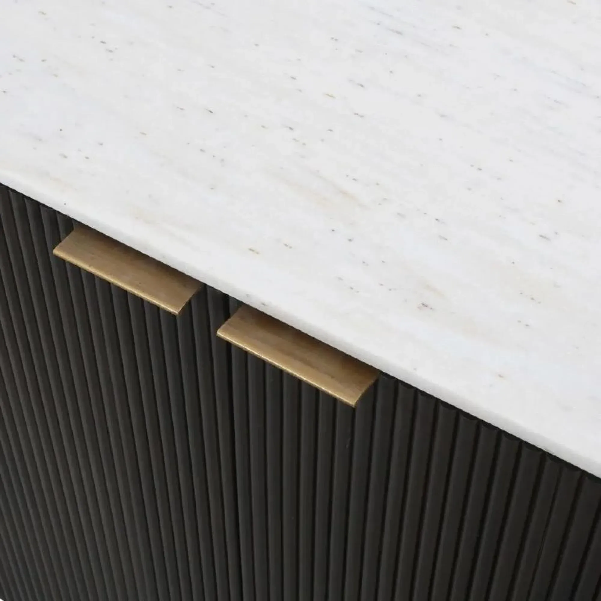 Mayfield Extra Large Sideboard - White Marble, Dark Wood