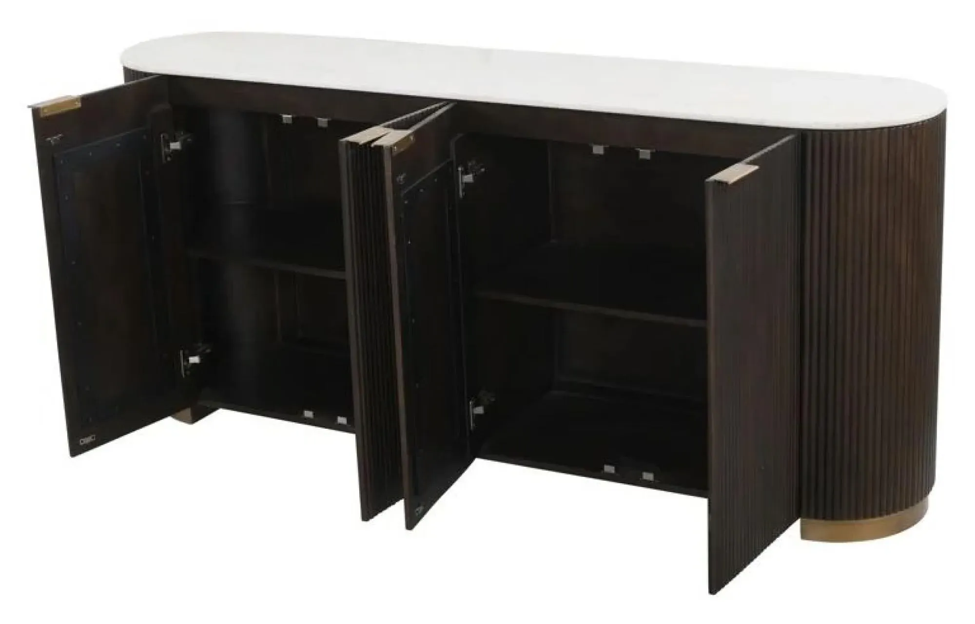 Mayfield Extra Large Sideboard - White Marble, Dark Wood