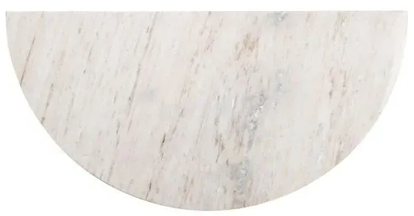 Mayfield Half Moon Console Table - White Marble, Dark Wood