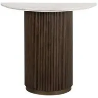 Mayfield Half Moon Console Table - White Marble, Dark Wood