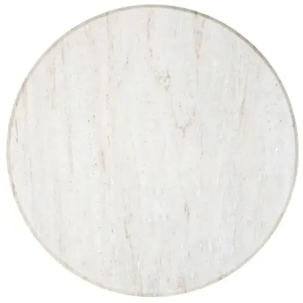 Mayfield Round Coffee Table - White Marble, Dark Wood