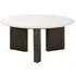 Mayfield Round Coffee Table - White Marble, Dark Wood