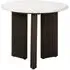 Mayfield Round Side Table - White Marble, Dark Wood
