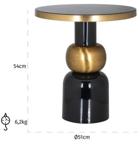 Mose Large Round Side Table - Gold, Black