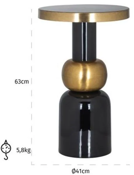 Mose Round Side Table - Gold, Black