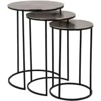Nolan Set of 3 Round Side Tables - Gold, Aluminium