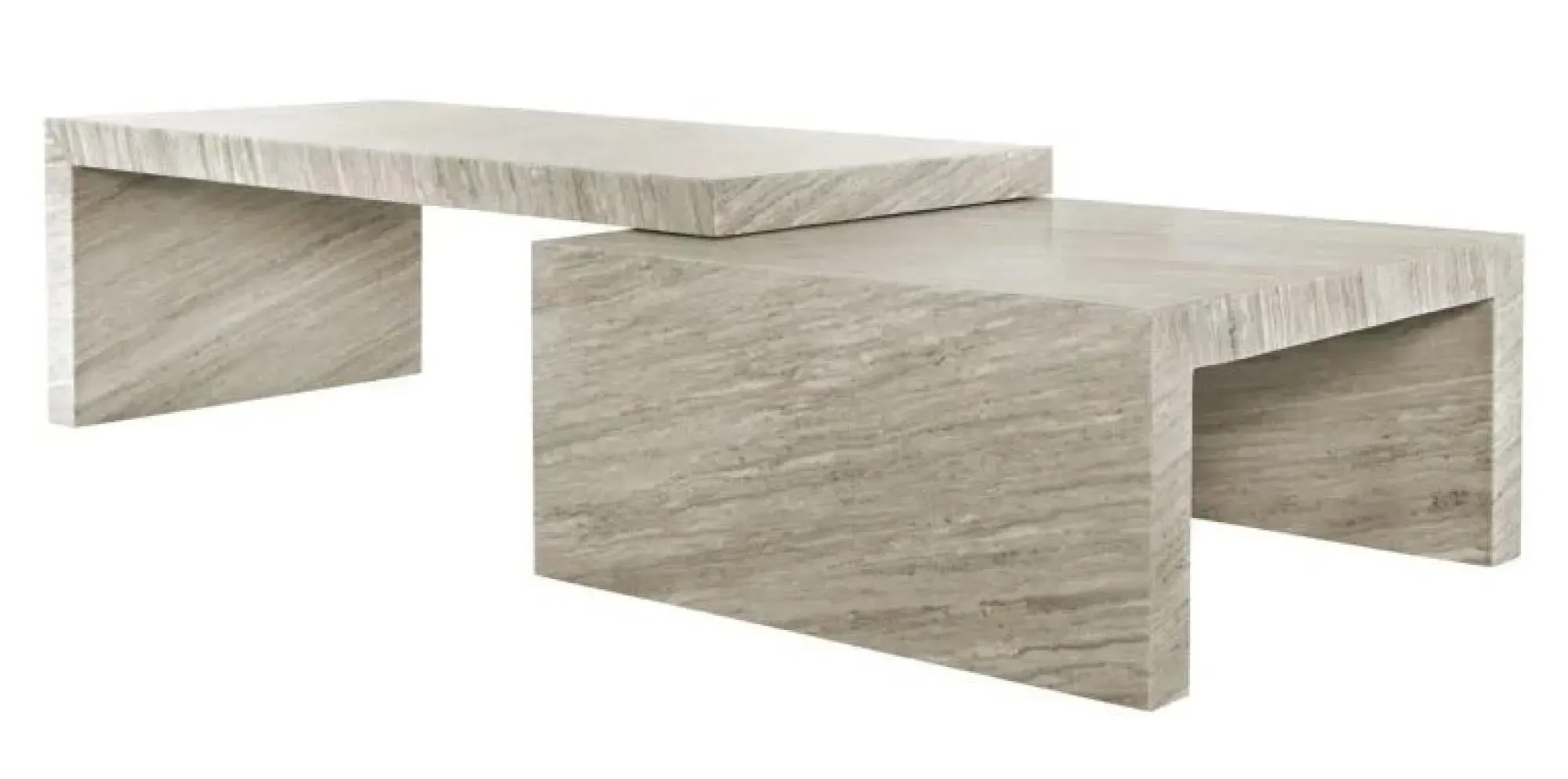 Novaz 2 Tier Coffee Table - White, Marble