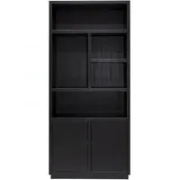 Oakura Bookcase with Cupboard - LH - Black Oak