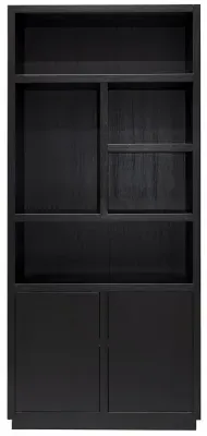 Oakura Bookcase with Cupboard - LH - Black Oak image