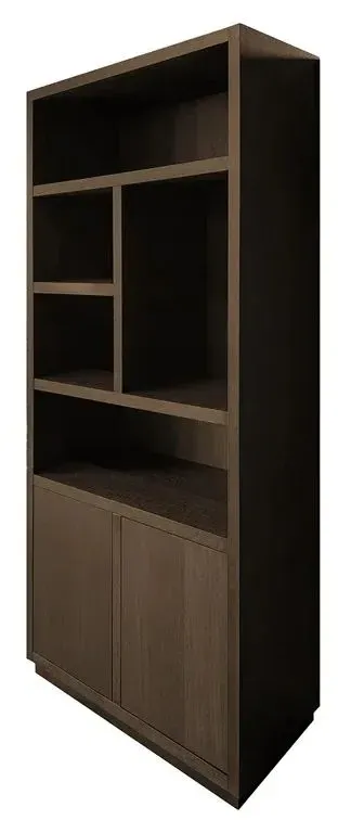 Oakura Bookcase with Cupboard - LH - Brown Oak