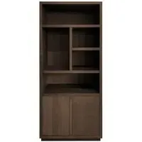 Oakura Bookcase with Cupboard - LH - Brown Oak