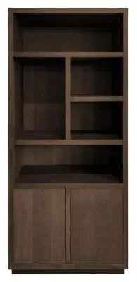 Oakura Bookcase with Cupboard - LH - Brown Oak