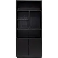 Oakura Bookcase with Cupboard - RH - Black Oak