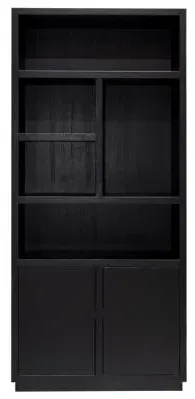 Oakura Bookcase with Cupboard - RH - Black Oak