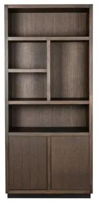Oakura Bookcase with Cupboard - RH - Dark Oak