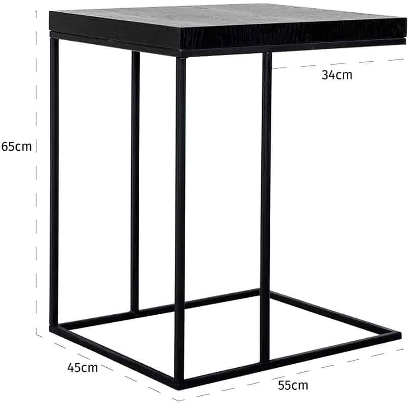 Oakura Sofa Side Table - Black, Oak
