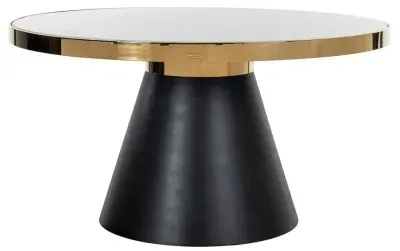 Odin 6 Seater Round Pedestal Dining Table with Gold Trim - White