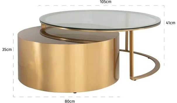 Orlan 2 Tier Round Coffee Table - Gold, Glass