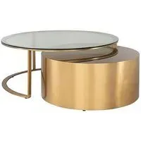 Orlan 2 Tier Round Coffee Table - Gold, Glass